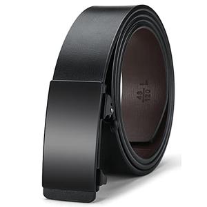 Oyifan Black Belt Men, Genuine Leather Dress Designer Belts for men, Fashion Slide Ratchet Click Casual Mens Belt for Jeans, Size 42