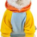 QWINEE Basic Dog & Cat Apparel - Warm Jacket & Shirt for Small Medium Dogs & Cats, Orange & Blue Medium (Orange and Blue)