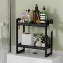 AmazerBath Bamboo Over The Toilet Storage Shelf - 2-Tier Bathroom Organizers and Storage Shelves, 2 in 1 Dual Stable Above Over Toilet Bathrooms Shelf Home Storages Rack for Small Bathroom, Black