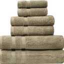 SOFE H&L | Olea Luxury Turkish Cotton Bath Towels Set of 6 : 2 Bath Towels 2 Hand Towels 2 Wash Cloths Green | Thick, Premium, Soft, Durable, Absorbent - Hotel Quality Towel Sets for Bathroom