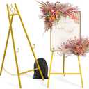 Snughome 45.7" Gold Easel Stand for Sign, Heavy Duty Metal Display Easel with Drawstring Bag, 4-Tier Adjustable Height Art Easel for Wedding Signs, Painting, Posters & Mirrors