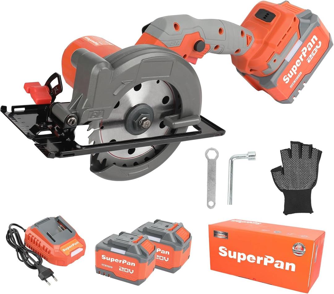 20V Cordless Mini Circular Saw, 6700RPM, 4-1/2" Blade, Max Cutting Depth 1-11/16" at 90, Diagonal Cutting Depth 1-3/16" at 45, Ideal for Cutting Wood, Soft Metal, Plastic, and Ceramic Tiles