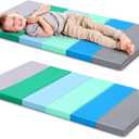Wesiti Folding Nap Mats for Daycare Preschool, 3 Section Folding Rest Mats Sleeping Kids Toddler Nap 1.57 Inch Foam Thick, School Kindergarten Classroom Supplies