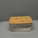 Bloomingville Metal "bread" Bin with Bamboo Lid, Cream