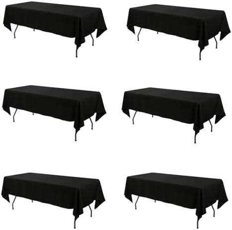 Waysle 60 x 102 Inch Rectangular Polyester Tablecloth, Black Washable Table Cloth for 6 Foot Table - Perfect for Wedding, Party, Restaurant, Banquet Decoration (6 Pack)