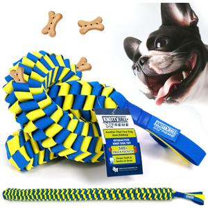 Race&Herd | KnottyBall Xtreme | Dog Toys Interactive Snuffle Ball and Puzzle Toy for Any Size Dogs | Encourage Natural Foraging Skills | Slow Feeding Dog Enrichment Toys for Training and Stress Relief (Medium, Matrix Blue & Yellow)