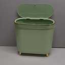 Supteron Bathroom Trash Can with Lid 3.2 Gallon Narrow Trash Can Small Plastic Trash Bin 12 Liter with Press Type Lid for Bedroom Bathroom, Mint Green