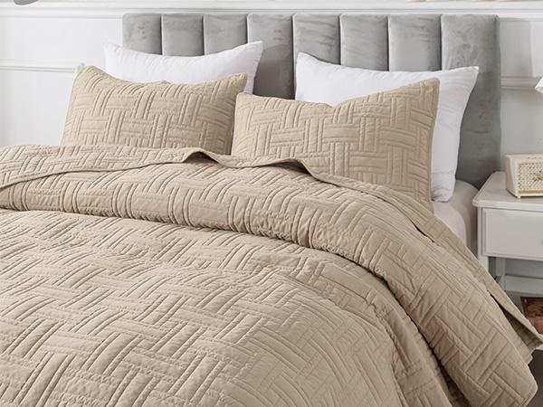 R.Share Quilt Set with Pillow Sham Ivory Twin