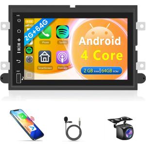 4Core 2G+64G Android Car Radio for Ford F250 F150 F350 E250 E350 2004-2014, Rimoody Car Stereo with Carplay Android Auto 7 inch Touchscreen GPS Mirror Link Bluetooth FM/RDS SWC USB Backup Camera