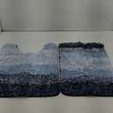 Microfiber Bathroom Rugs 2 Pieces, Bath Rug Size 24x16 and Toilet Rugs 20x24 in Blue, 2 Item Bundle