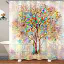 Tree of Life Shower Curtain Stained Glass Shower Curtain Art Shower Curtains for Bathroom Colorful Shower Curtain Set with 12 Hooks Tree-01 7284 Inches