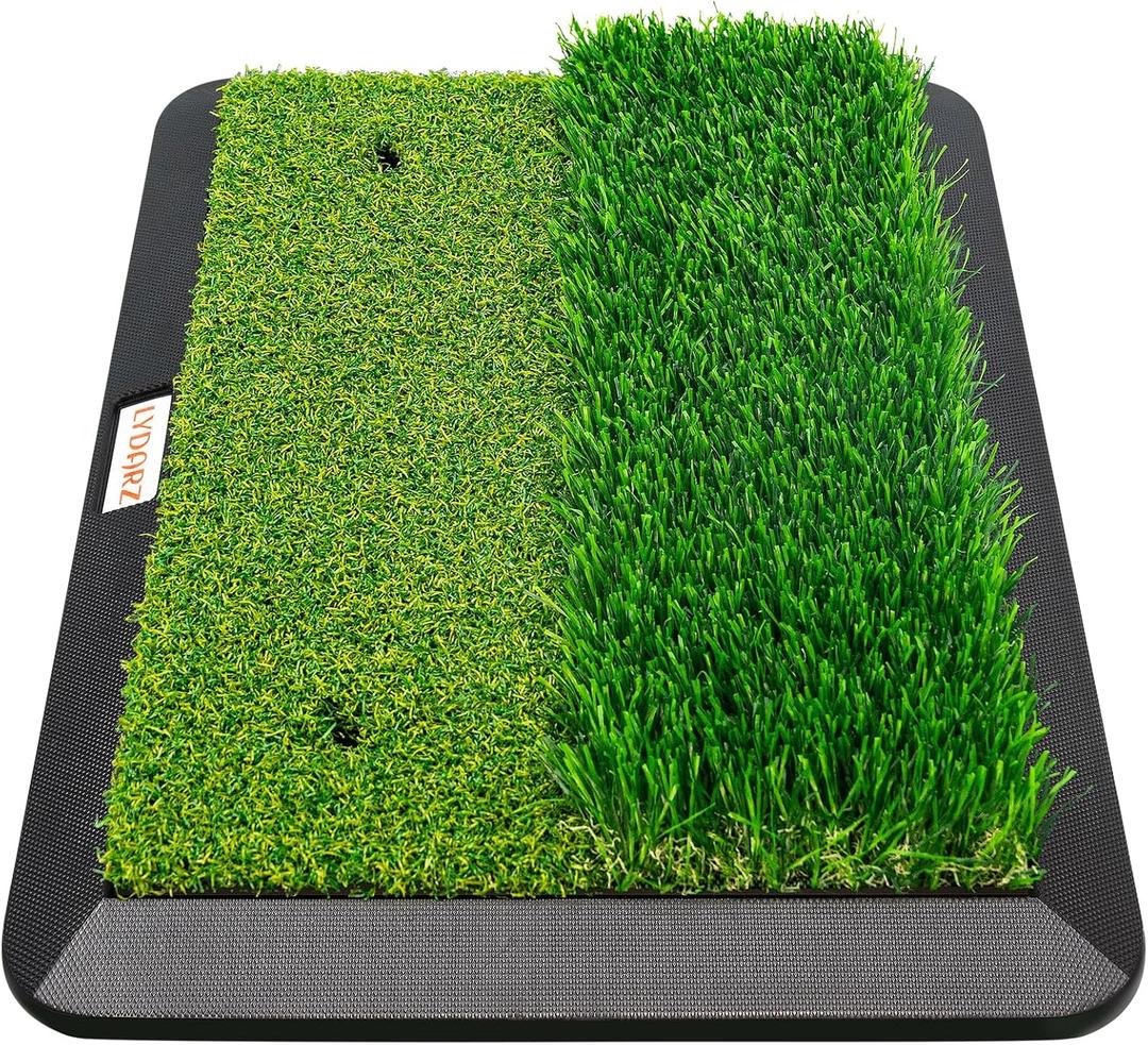 Portable & Foldable Golf Practice Mat – Dual-Turf Golf Hitting Mat for Indoor & Outdoor Swing and Chipping – Fairway & Rough Turf Golf Training Mat for Backyard and Home