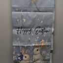 Artoid Mode Bunny Rabbit Hydrangea Happy Easter Table Runner, Seasonal Spring Kitchen Dining Table Decoration for Home Party Decor 13x90 Inch (Blue)