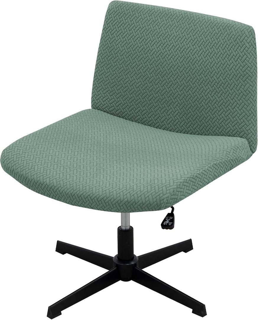 LiveGo Armless Chair Slipcover - Modern Knitted Jacquard Office Desk & Accent Chair Cover (Pine Green)