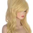 Women Blonde Beehive Wig Long Curly Wavy Bouffant Heat Resistant Synthetic Hair wigs for Womens Vintage Costume Cosplay Halloween Party