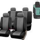 FH Group Car Seat Covers PU Leather Full Set Automotive Seat Covers Front Set and Rear Solid Bench Gray Black Seat Covers with Gift Universal Fit Interior Accessories for Cars Trucks and SUVs