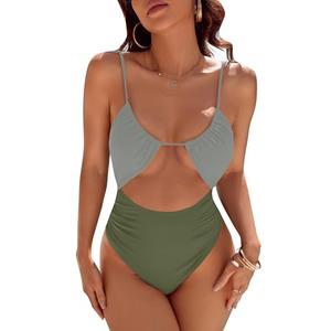 Blooming Jelly Women's One Piece Swimsuit Tummy Control Bathing Suit 2025 Sexy Flattering Cheeky High Cut Out Cute Ladies Swimwear (Medium, Olive Green) Size M