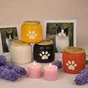 Black Small Porcelain Pet Urn with Wooden Paw Lid  Ceramic Cremation Urn for Doggo, Kitty or Fur Baby Ashes 2.9''x2.9'' Sealing Well, Elegant Decorative Memorial Display Urn