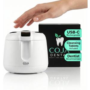 Cleansing Pod PRO + UV | Rechargeable Ultrasonic Retainer Cleaner Machine | 48kHz Ultrasonic Dental Pod for Mouthguard, Dentures & Aligners | 3 Cleaning Modes | Tablets Included (Arctic White)