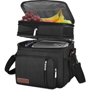 MIYCOO Lunch Bag & Lunch Box for Men Women Double Deck - Leakproof Insulated Soft Large Adult Lunch Cooler Bag for Work (Black S ,15L)