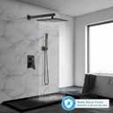 Black Shower System, Shower Faucet Set Bathroom Square Rain Shower Head and Handle Set, Wall Mounted Shower Fixtures With Shower Valve and Trim Kit 12 inch Matte Black