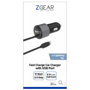 ZGear® Dual Output Lightning Car Charger with USB Port for iPhone 5