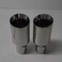 2.5 inch Inlet Exhaust Tip, 4" Outlet 9" Overall Length Stainless Steel Exhaust Tail Pipe, Weld-On, Rolled Edge, Slant Sleek Angle Cut, Polished Tailpipe, Silvery, 2Pcs