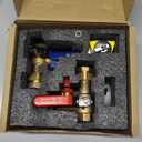 HYDRO MASTER Tankless Water Heater Service Valve Kit with Pressure Relief Valve 3/4-Inch IPS Isolator Clean Brass