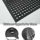 【10mm Extra Thick】36"x60" Heavy Duty Non-Slip Outdoor Rubber Door Mat with Drainage Holes, Large Rubber Mats for Bar, Garage, Kitchen, Waterproof Black Shop Matt, Fast Drying Restaurant Floor Mat, 3' x 5' (Rectangular)