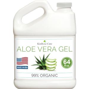 Organic Aloe Vera Gel Bulk - Half Gallon - for Face, Skin, Hair & Sunburn Relief From 100 Percent Pure Aloe Vera - Cold Pressed, Vegan, Unscented - Made in USA (64 Fl Oz)