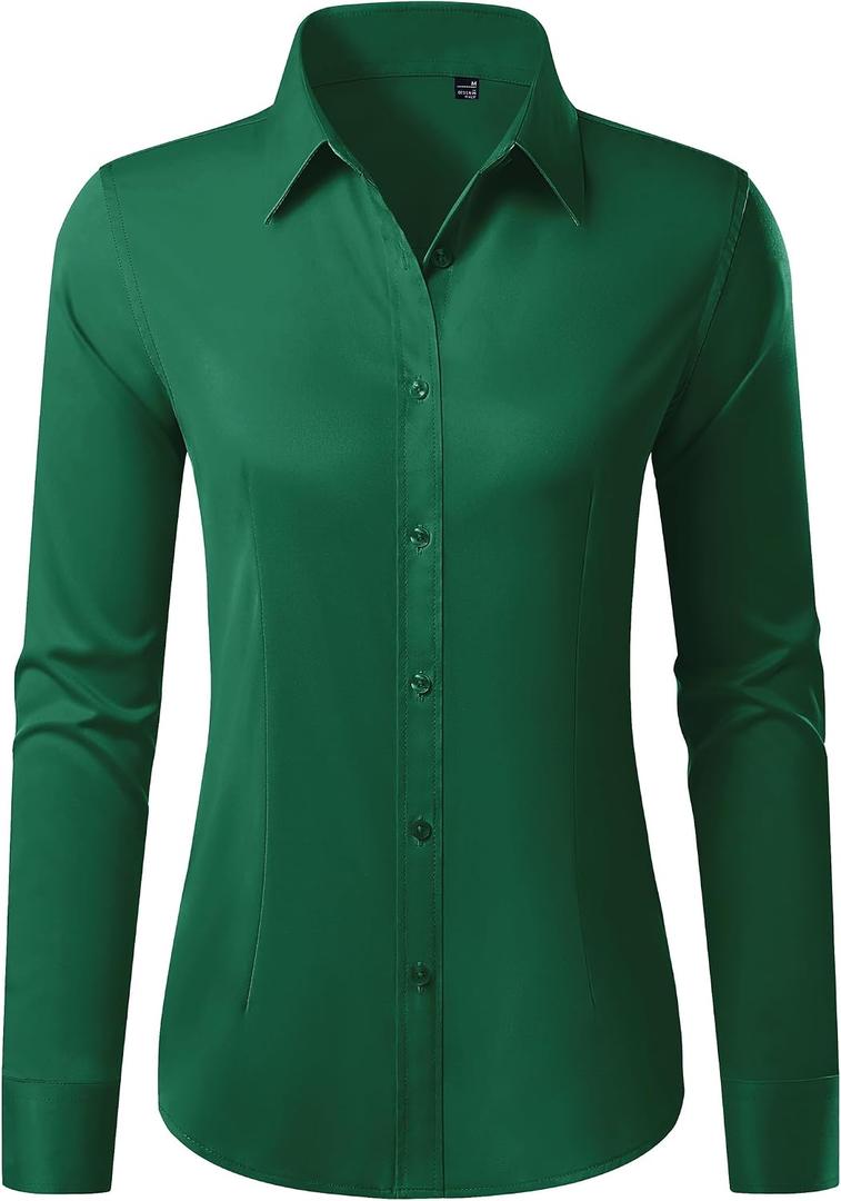 Button Down Shirts for Women Wrinkle Free Dress Shirt Classic Fit Long Sleeve Casual Business Blouse Work, small