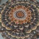 Boho Mandala Flower Wedge Placemats Set of 4+1pcs PVC Washable Heat Resistant Wedge Place Mats Round Table Mat Wipeable Plastic Dining Table Mats for Kitchen Indoor Patio Table Decor