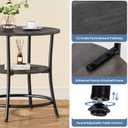 OLIXIS 21.85-Inch Round End Table, 2-Tier Side Round Table for Living Room, Accent Table with Storage Shelf, Sturdy Metal Frame Nightstand for Small Space, Round Bedside, Grey Wood Grain