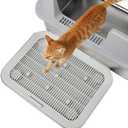 Cat Litter Mat Litter Box Mat with a Flip-top Lid,Extra Large Double-Layer Trapping Mats for Kitty,XL Cat Trapping Pad with Non-Slip Base,Durable,Waterproof,Washable,Easy to Clean (Grey)