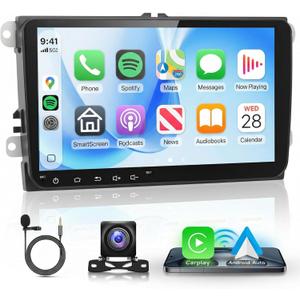 8 Core 6G+128G Android Car Radio Stereo for VW Volkswagen Seat Golf Passat Jetta Beetle Tiguan Touran EOS, Wireless CarPlay Android Auto, 9 inch touochscreen Radio, WiFi GPS FM RDS AHD Backup Camera