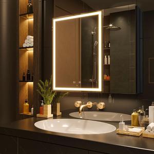 KWW 30 x 28 Inch Double Doors LED Lighted Bathroom Medicine Cabinet, Defogger, Dimmable, 3 Color Light Makeup Mirror, Outlets & USBs, Easy to Install, Wall Mounted Mirror Cabinet (30*28)