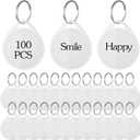 100 Pcs Key Ring Tags, Lightweight White Plastic Key Tags Reusable Round Keys Tag With Ring for Car Door Keys Home Office Rental Management Use