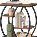 HOOBRO Industrial End Table, 4 Tier End Table with Storage Shelves, Small Side Table with Geometric Metal Frame, Night Stand for Living Room, Bedroom, Office, Rustic Brown and Black BF164BZ01