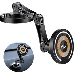 ZBF Magnetic Wireless Car Mount Charger, 15W Fast Charging Mag-Safe Car Mount,Magnetic Car Phone Holder Mount, Car Cell Phone Holder Fit iPhone 17 16 15 14 13 12 All Smartphones