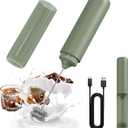 CIRCLE JOY Rechargeable Milk Frother Hanheld, Dual Ring Electric Coffee Frother, Portable Hand Frother Wand Drink Mixer for Matcha Lattes Cappuccino, Kitchen Gifts, Green