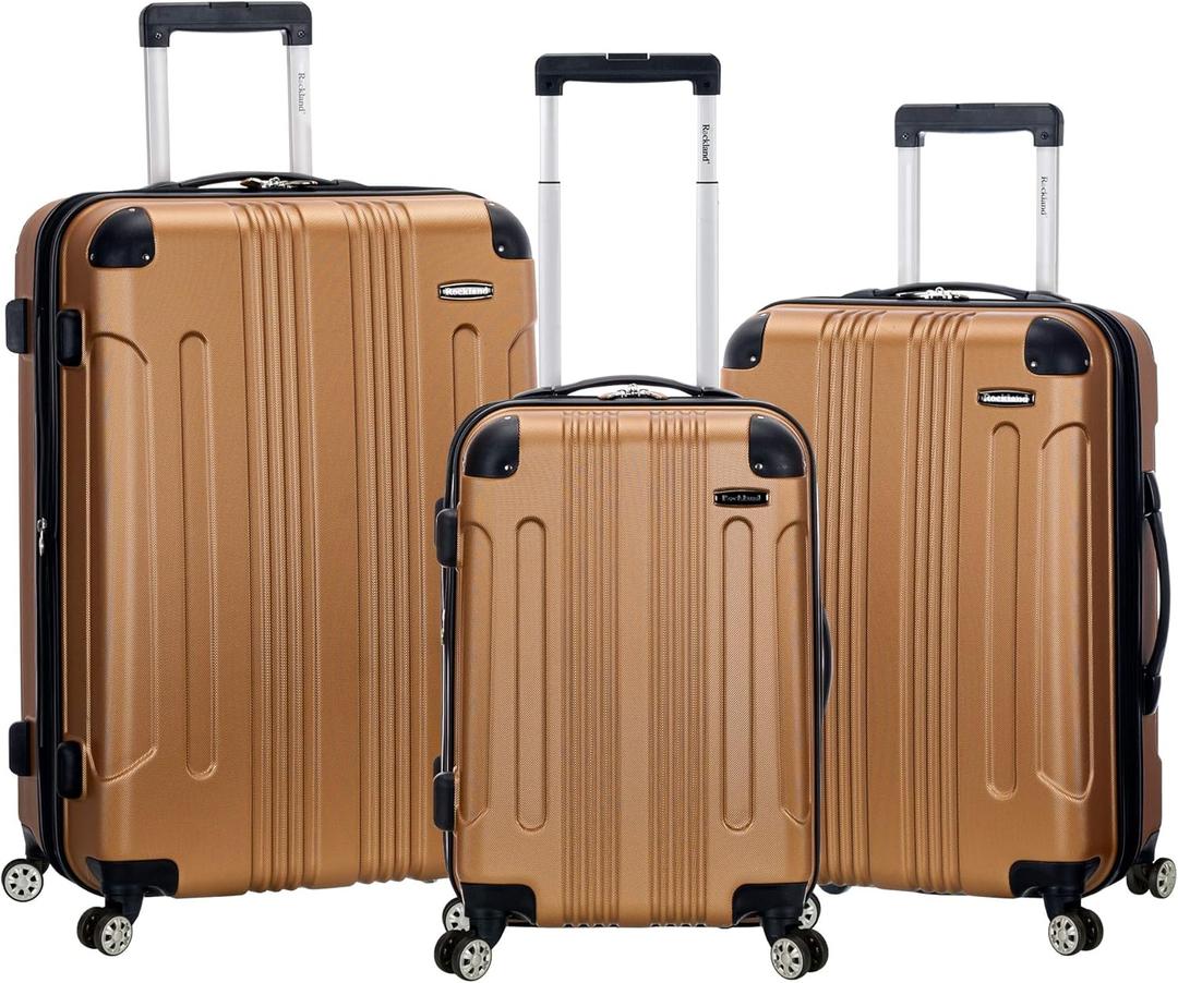 Rockland London Hardside Spinner Wheel Luggage, Gold, 28-24-20-Inch