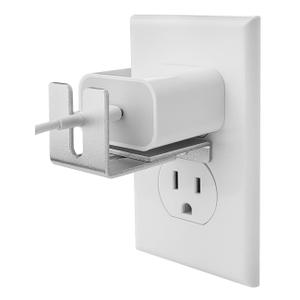 Outlet Lock, Adjustable Metal Security Device, Prevents Power Plug Unplugging, Silver, 1-Pack