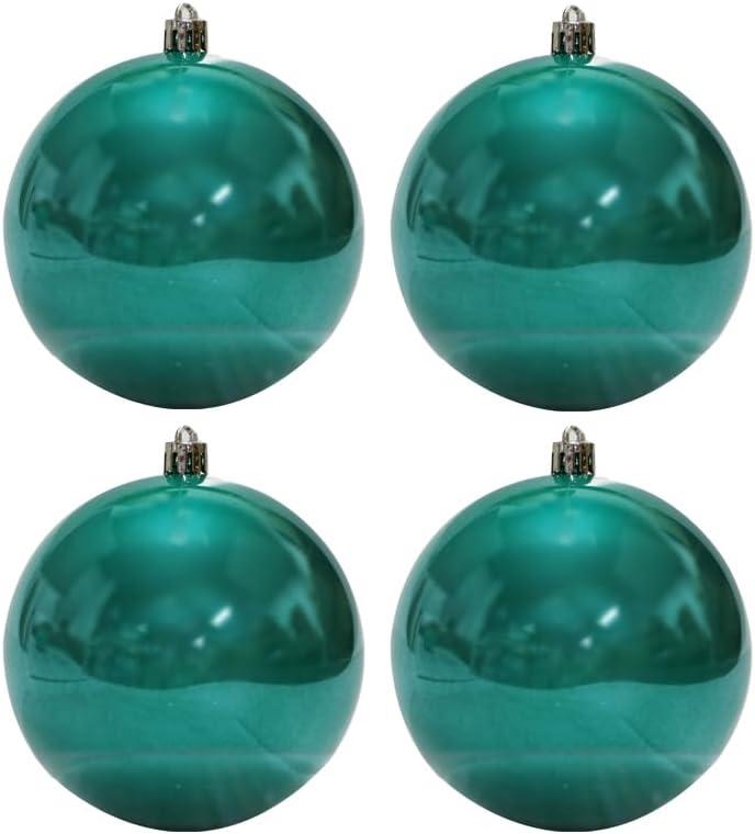 YYCRAFT 4ct Jumbo Teal Shiny Christmas Ball Ornaments 4 Inch for Xmas Tree Christmas Decorations Shatterproof Gift Set (Teal, XL)