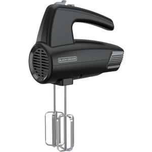BLACK+DECKER 5-Speed Hand Mixer, 250-Watt for mixing batters, doughs, spreads & more, Turbo Boost & Prevent Splatter Function, Black