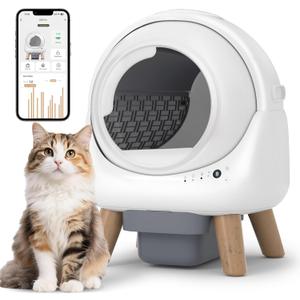 Self Cleaning Litter Box,Automatic Cat Litter Box for Multiple Cats,Robot with APP Control,Dual Safety Protection,Odor-Free Waste Disposal Includes Trash Bags,White