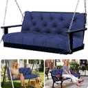 Porch Swing Cushions 3 Seater Replacement Thicken 5" Waterproof & Fade Resistant Swing Cushions for Outdoor Furniture Bench Patio Swing Cushion with Backrest & Ties(Navy Blue 70x40x5inch)