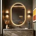 Niccy Oval LED Bathroom Vanity Mirror, 48x30inch Frameless Backlit Mirror with Light, Smart Anti-Fog Waterproof Mirror with Memory Function Dimmable Lighted Mirror
