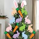 Norme 16 Pcs Easter Decorations Tree Picks Ornaments 8 Inch Large Colorful Rabbit Bunny Ear Carrot Tree Topper Decorations Colored Easter Rabbit Ornaments for Spring Party School Office Vase Decor