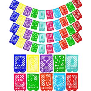 La Loteria Mexican Party Banner Set (50-ft, PLASTIC) | Papel Picado with Mexican Bingo Card Designs | Party Decorations for Cinco de Mayo, Birthdays, Fiestas (4 x 12.5ft) - TexMex Fun Stuff
