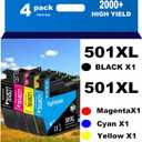 PayForLess LC501XL LC501 Ink Cartridges for Brother LC501 Ink Cartridges 501 501XL for Brother MFC-J1260DW MFC-J1360DW MFC-J1410DW Printer 4 Pack (1 Black, 1 Cyan, 1 Magenta, 1 Yellow)
